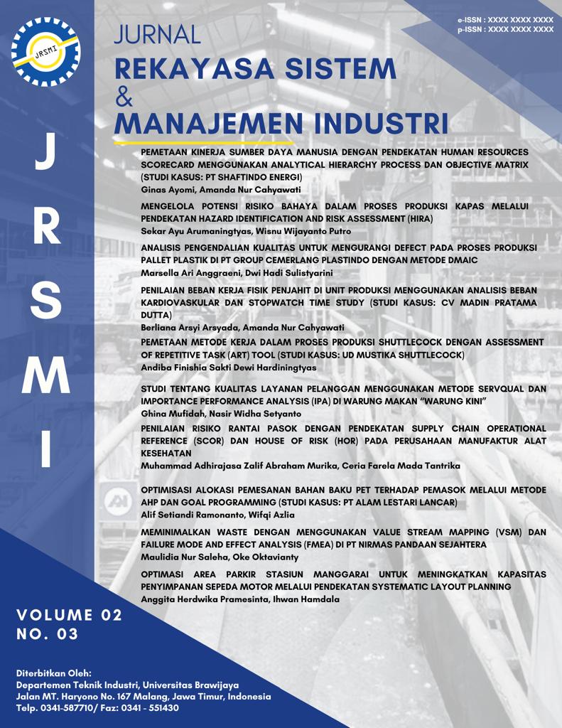 					View Vol. 2 No. 3 (2024): Jurnal Rekayasa Sistem & Manajemen Industri
				